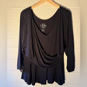 TORRID Drape Front Criss Cross Wrap Top Black Size 3x